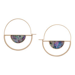 Gold And Faux Abalone Shell Modern Hoop Earrings