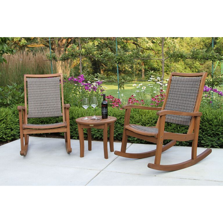 Galena Gray All Weather Wicker and Wood Rocking Chair image number 4