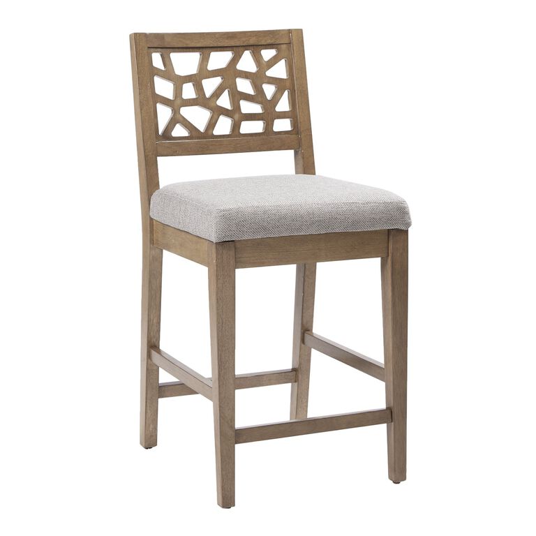Ice Light Gray Oak Wood Upholstered Counter Stool image number 1