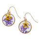 Purple And Gold Dried Flower Drop Earrings image number 0