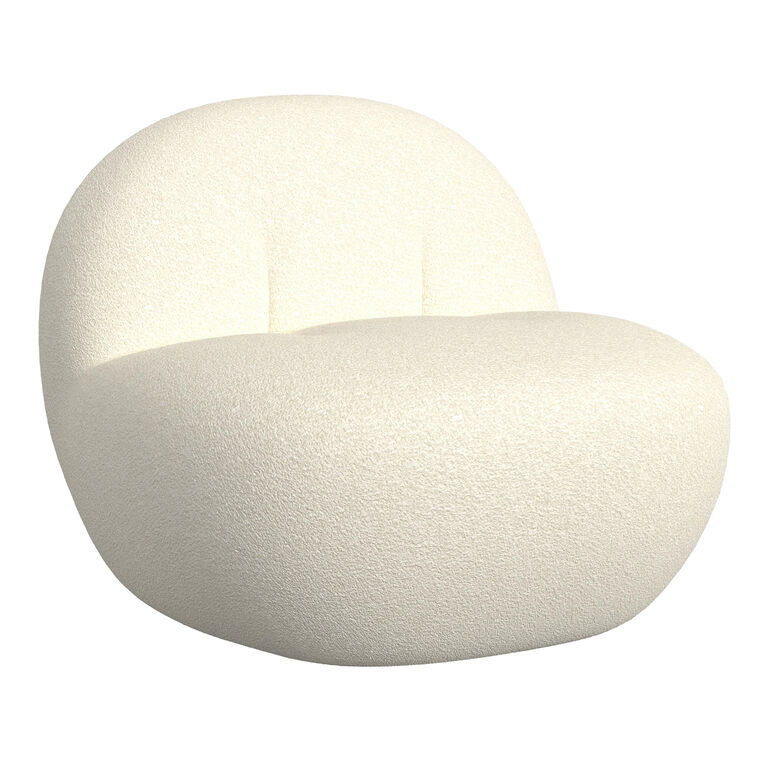 Agnes White Faux Sherpa Curved Upholstered Swivel Chair image number 1