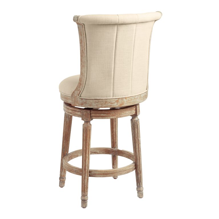 Linen Channel Back Swivel Counter Stool image number 5