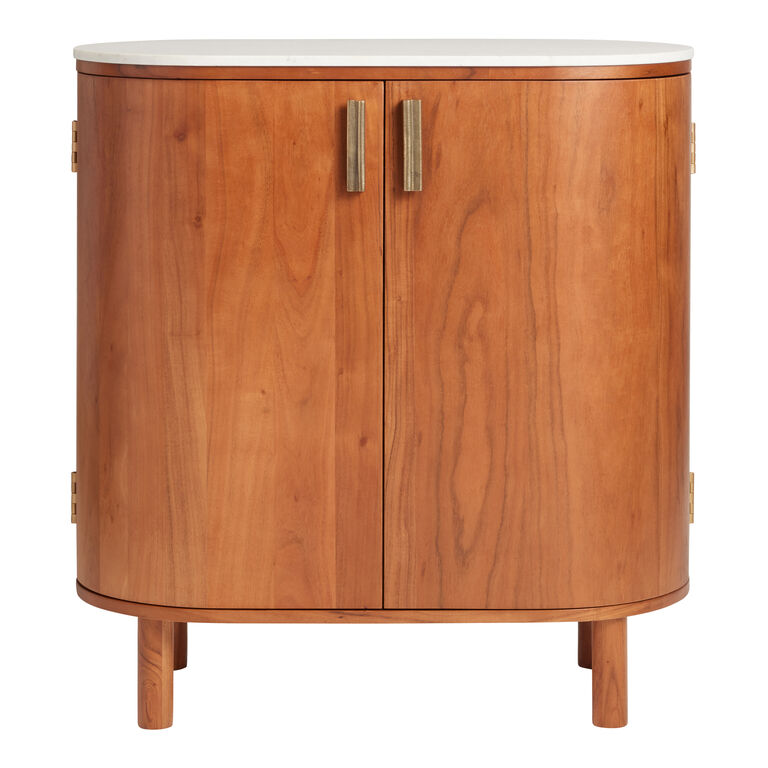 Caitlin Oval Warm Chestnut Marble Top Bar Cabinet image number 3