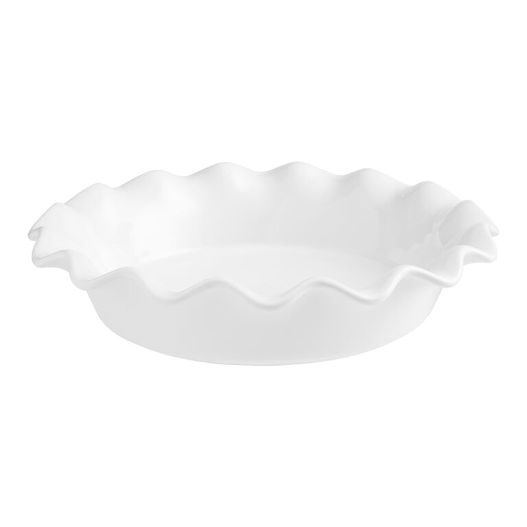 White Ceramic Ruffled Pie Dish image number 1