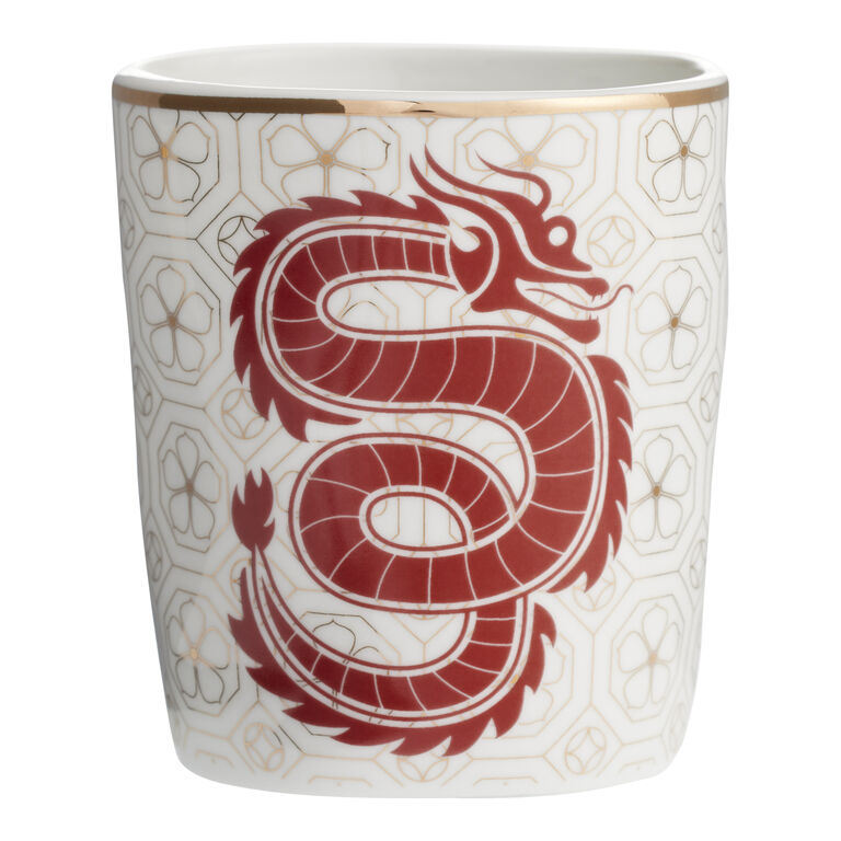 Red And Gold Dragon Porcelain Teacup image number 1