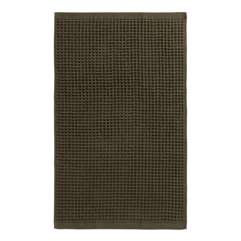 Olive Waffle Weave Cotton Hand Towel image number 3
