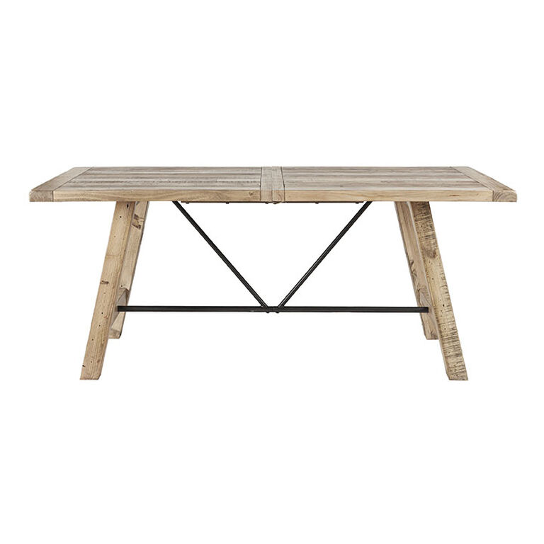 Verde Natural Pine Wood and Metal Dining Table image number 3
