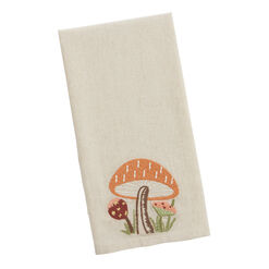 Natural Embroidered Mushroom Kitchen Towel