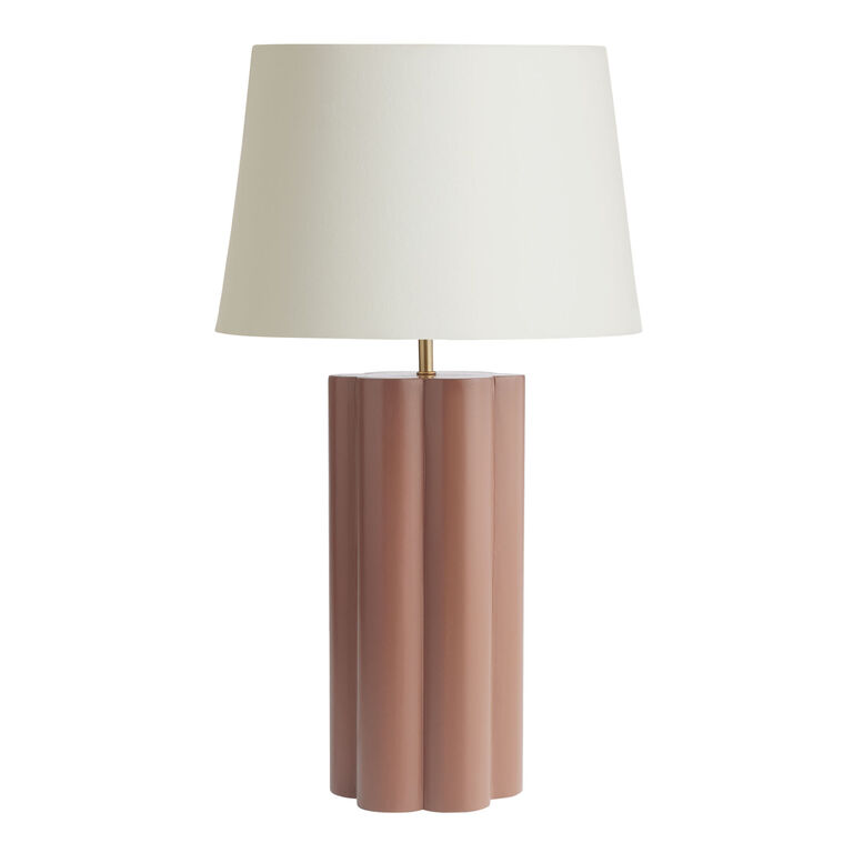Katia Terracotta Mango Wood Scalloped Pillar Table Lamp Base image number 3