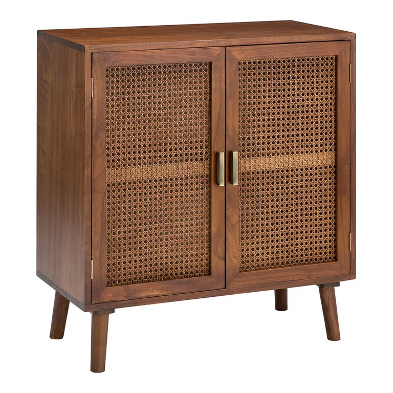 Helmer Cherry and Rattan Cane Storage Cabinet image number 1