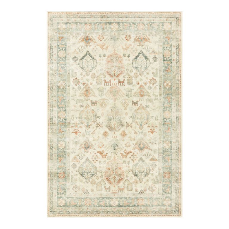 Kai Light Green Distressed Gabbeh Style Area Rug image number 1