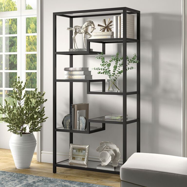 Ceci Metal and Glass Asymmetrical Bookshelf image number 3