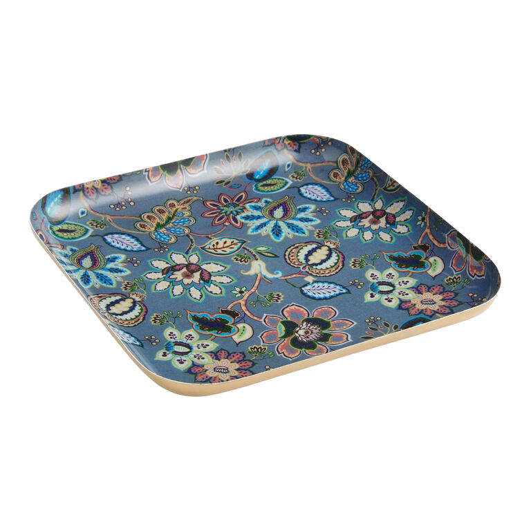 Square Metal Floral Hand Painted Serving Tray Collection image number 3