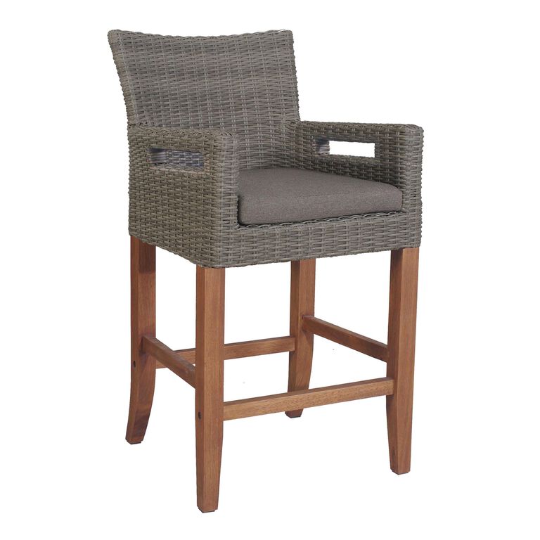 Kimo Gray All Weather Wicker Outdoor Counter Stool Set of 2 image number 1