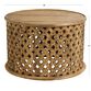 Round Aged Driftwood Carved Wood Lattice Coffee Table image number 3