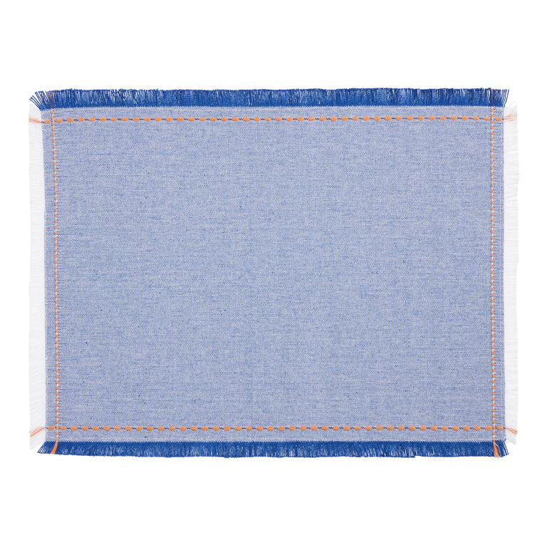 Chambray Woven Placemat With Fringe Set Of 4 image number 1