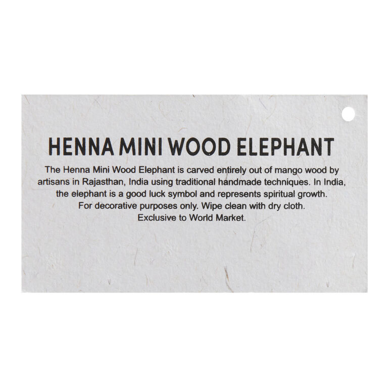 CRAFT Carved Wood Henna Elephant Decor image number 4