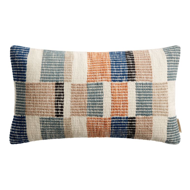 Multicolor Abstract Checkered Lumbar Pillow image number 1