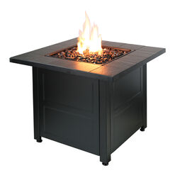 Valdivia Square Black Ceramic and Steel Gas Fire Pit Table