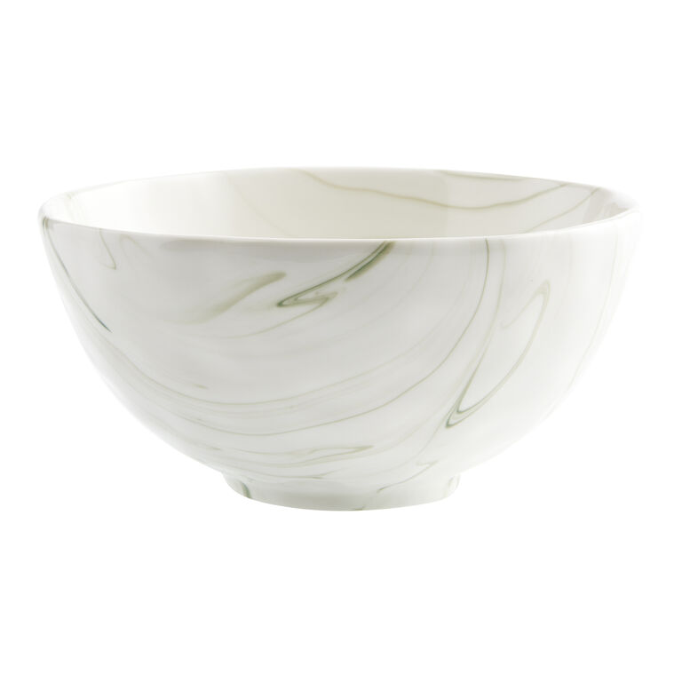 Green And White Marbled Organic Bowl image number 1