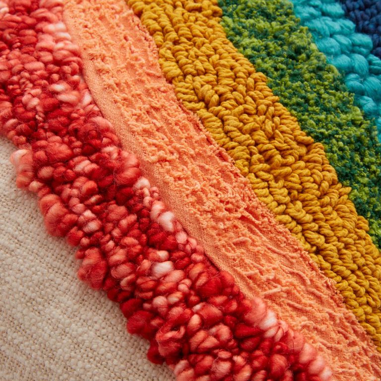 Tufted Rainbow Cotton Throw Pillow image number 4