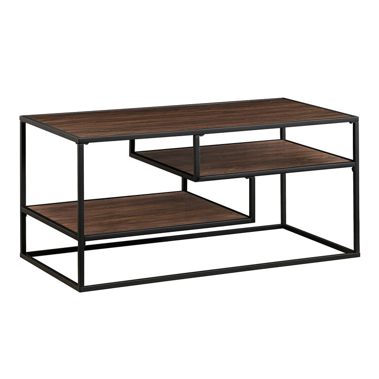 Lyon Wood and Black Steel Coffee Table with Shelves image number 1