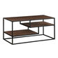 Lyon Wood and Black Steel Coffee Table with Shelves image number 0