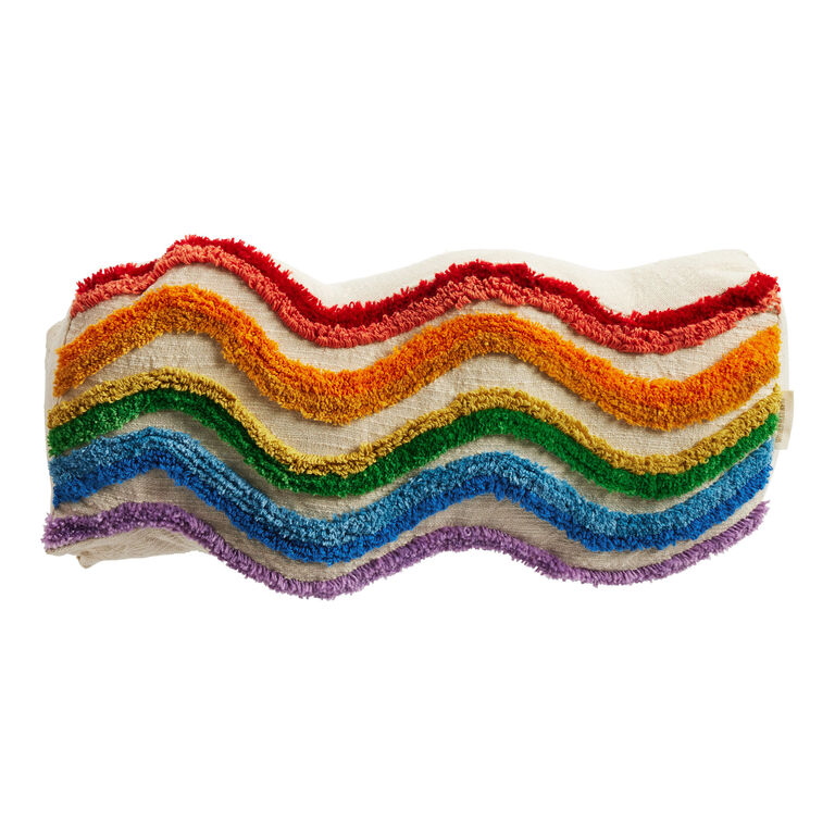 Rainbow Waves Indoor Outdoor Lumbar Pillow image number 1