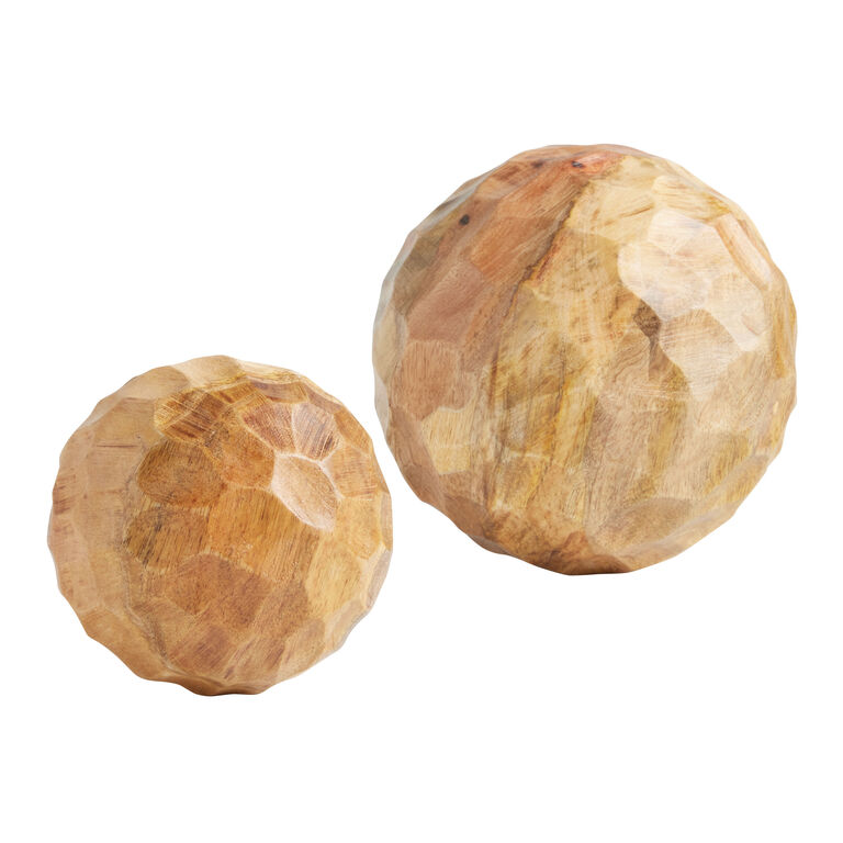 Carved Wood Ball Decor image number 1