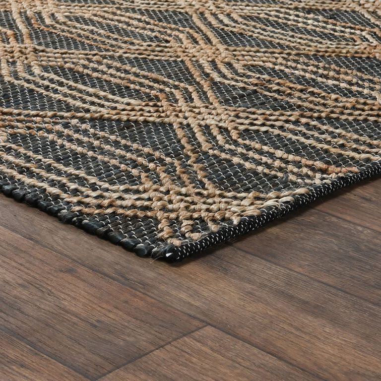 Tustin Charcoal Blue And Natural Geometric Jute Area Rug image number 3