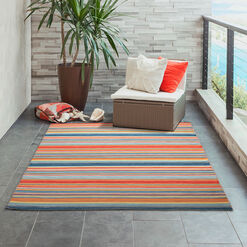 Multicolor Stripe Reversible Indoor Outdoor Rug