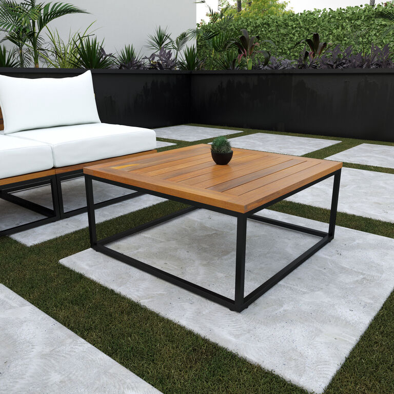 Isabela Square Acacia Wood and Metal Outdoor Coffee Table image number 2