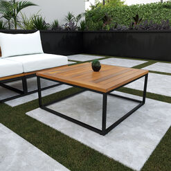 Isabela Square Acacia Wood and Metal Outdoor Coffee Table