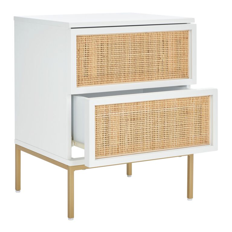 Ria Wood And Natural Rattan Nightstand With Drawers image number 4