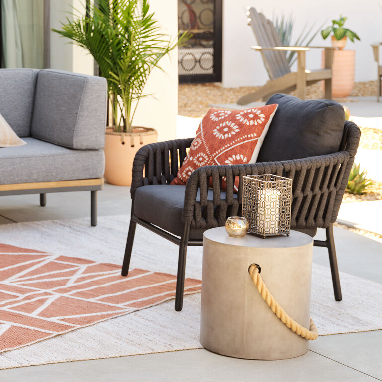 Harlow Cement And Rope Outdoor Accent Stool image number 2