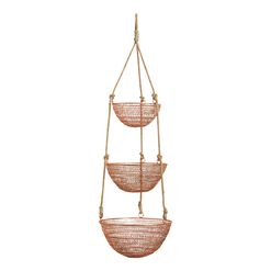 Copper And Jute Rope 3 Tier Hanging Basket