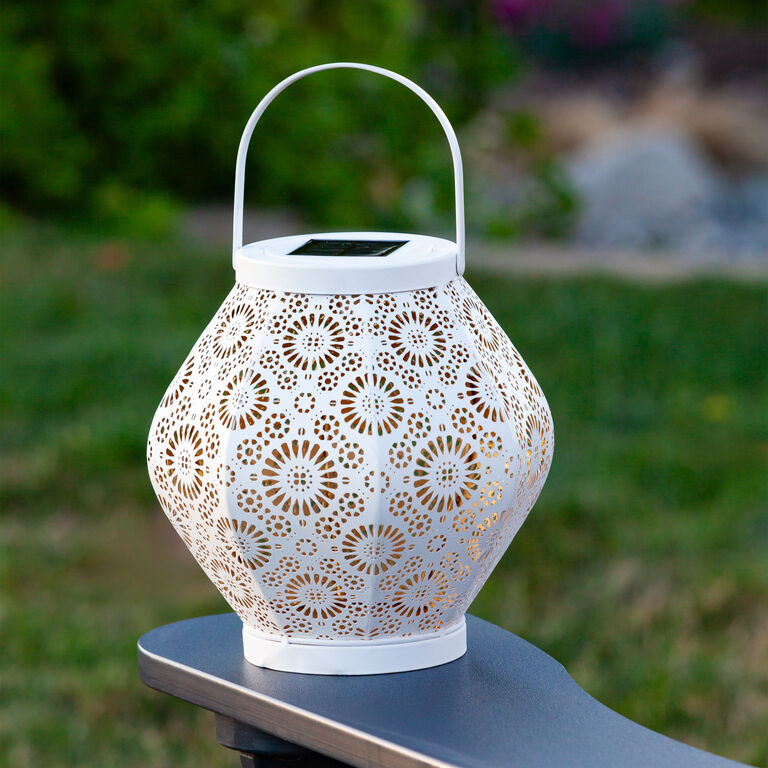 Punched Metal Daisy Solar LED Lantern image number 2