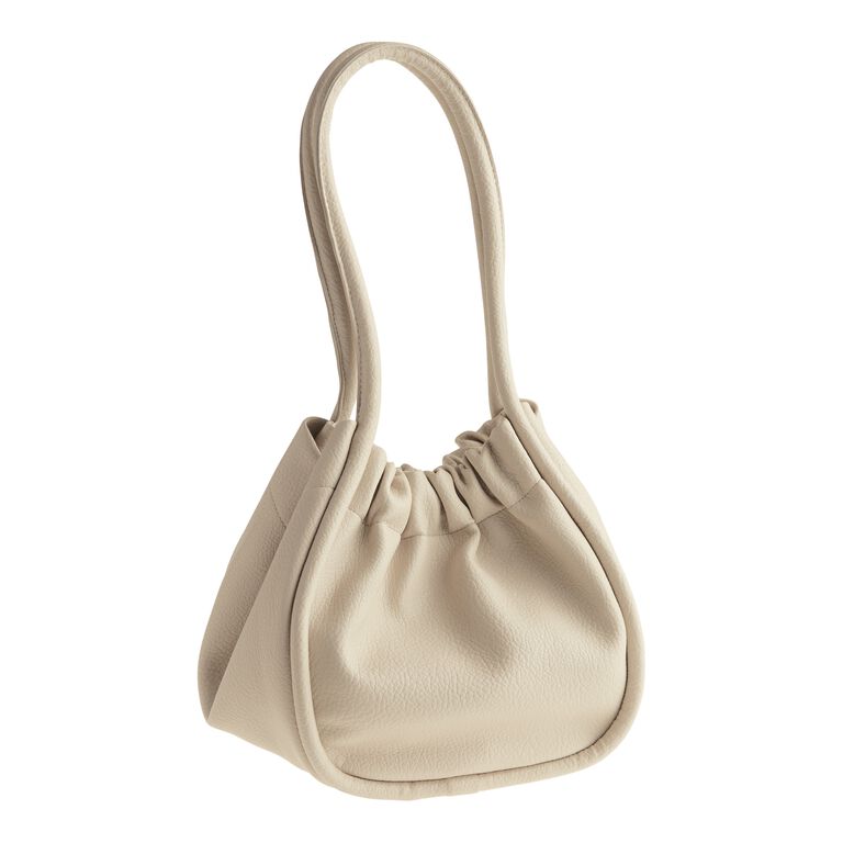 Ivory Faux Leather Hobo Bag image number 1