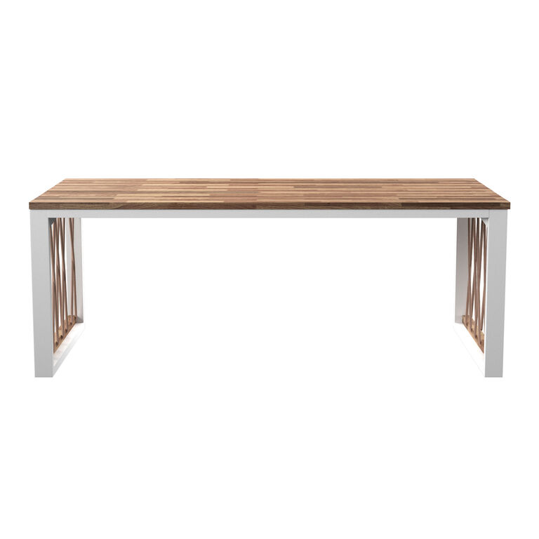 Caguas Acacia Wood and White Metal Outdoor Coffee Table image number 1