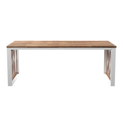 Caguas Acacia Wood and White Metal Outdoor Coffee Table