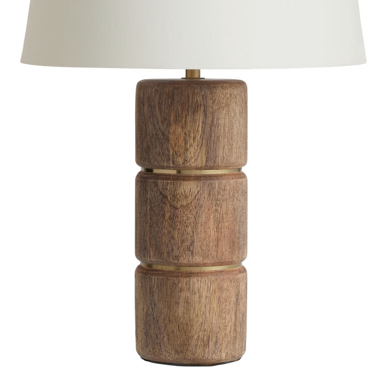 Vito Natural Wood Brass Inlay Column Table Lamp Base image number 1