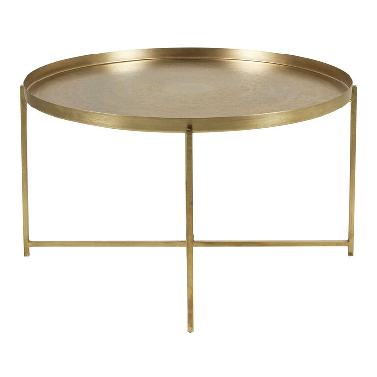 Lillie Round Gold Etched Tray Top Folding Coffee Table image number 3