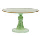 Small Green Glass Cake Stand With Gold Rim image number 0