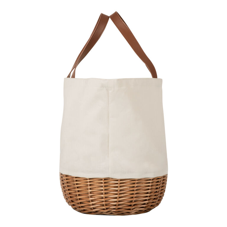 Picnic Time Promenade Beige Canvas and Willow Picnic Basket image number 4