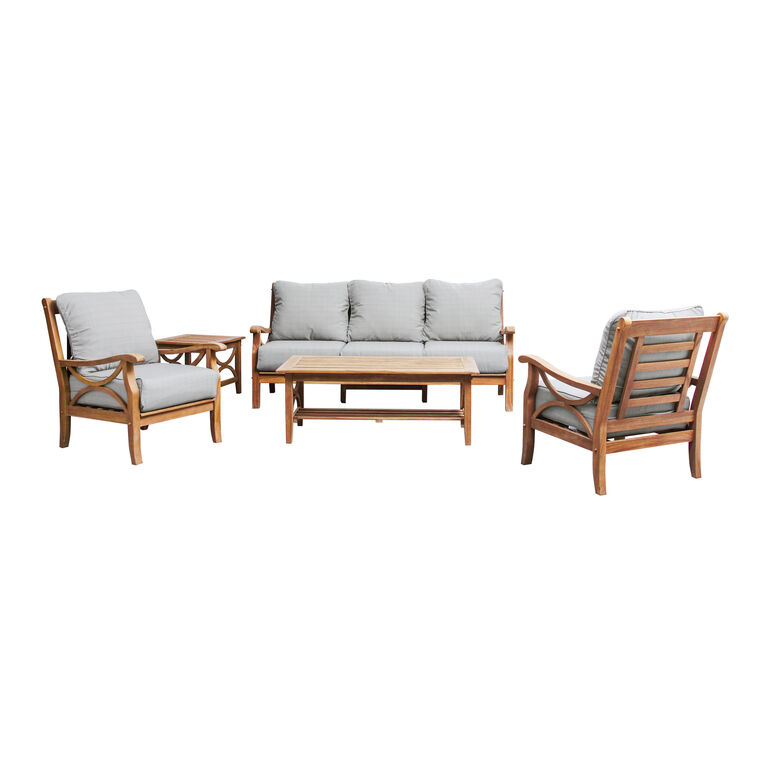 Mendocino Teak Wood 5 Piece Outdoor Furniture Set image number 1