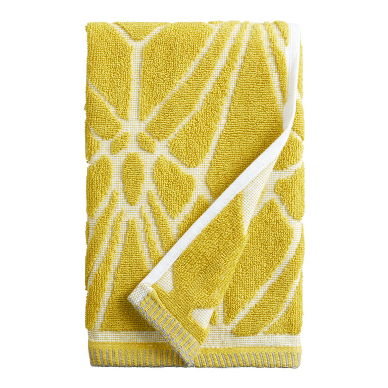 Gable Chartreuse Green Sculpted Leaf Towel Collection image number 2