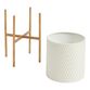 White Textured Honeycomb Planter With Gold Stand image number 1