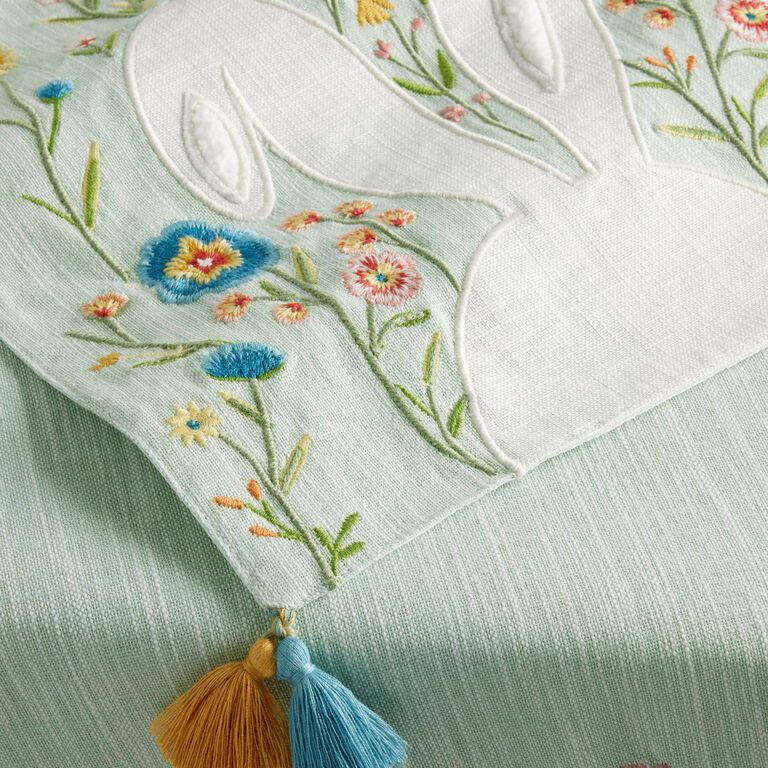 Pastel Blue Bunny Embroidered Table Runner image number 3