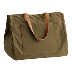 Large Olive Green Canvas Utility Tote Bag