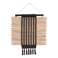 CRAFT Natural And Black Broomstick Striped Wall Hanging